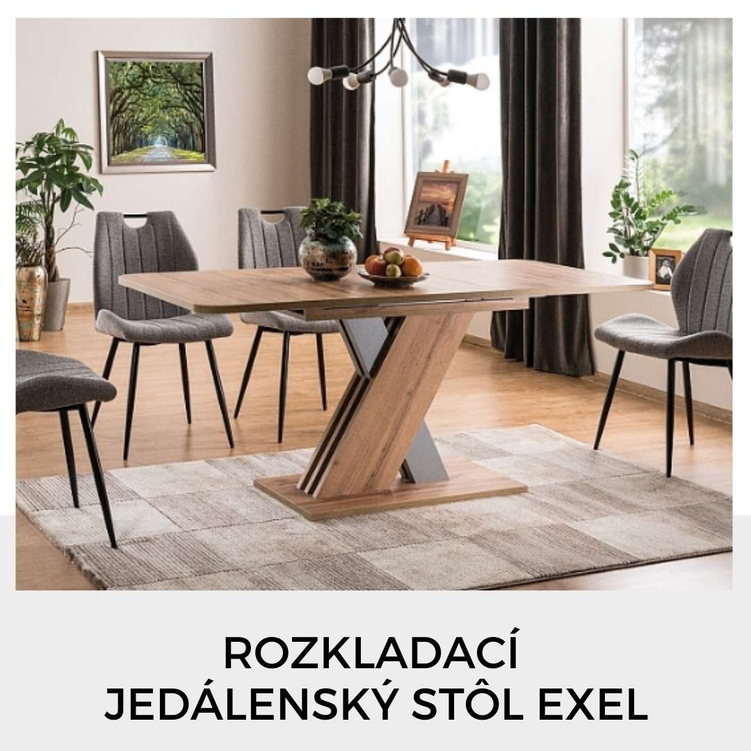 Moderný jedálenský stôl Exel je vyrobený v kombinácií dub wotan a strieborná.